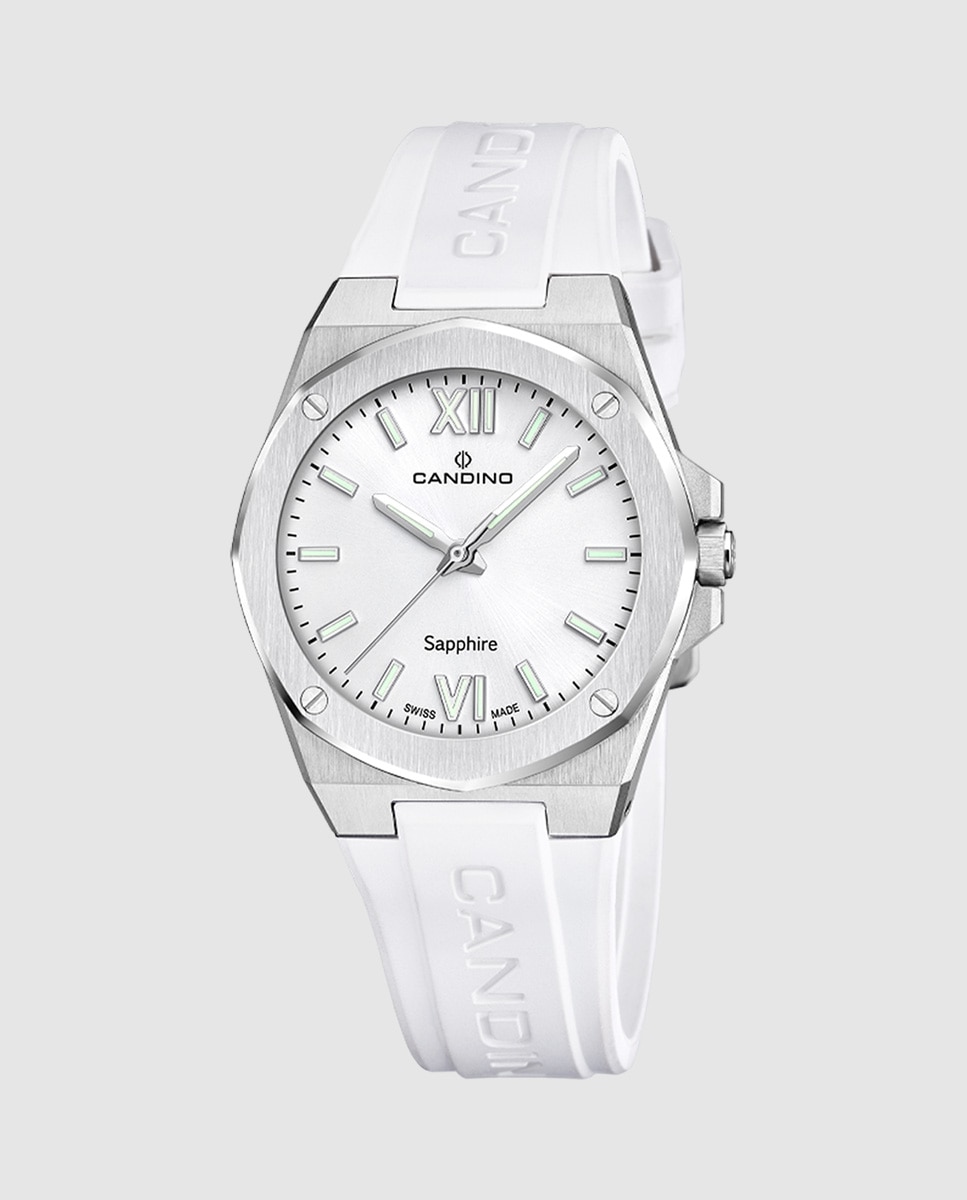 Relógio C4777/1 Lady Casual de Borracha em Branco Branco-1