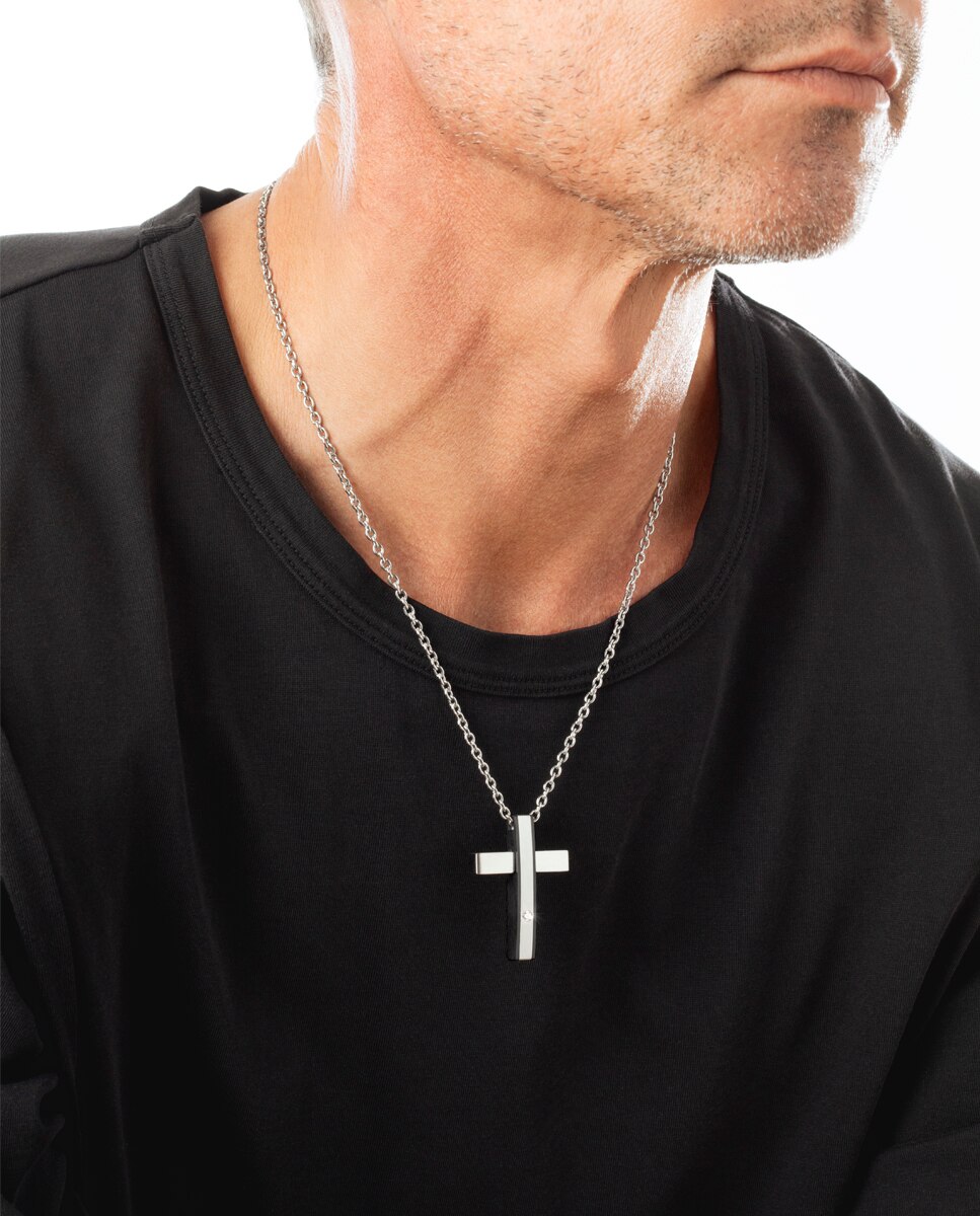 Colares Lotus Style Ls2369-1 1 Men In Black de Aço Inoxidável 316l com Acabamento Mate e Zircônias Prateado-2