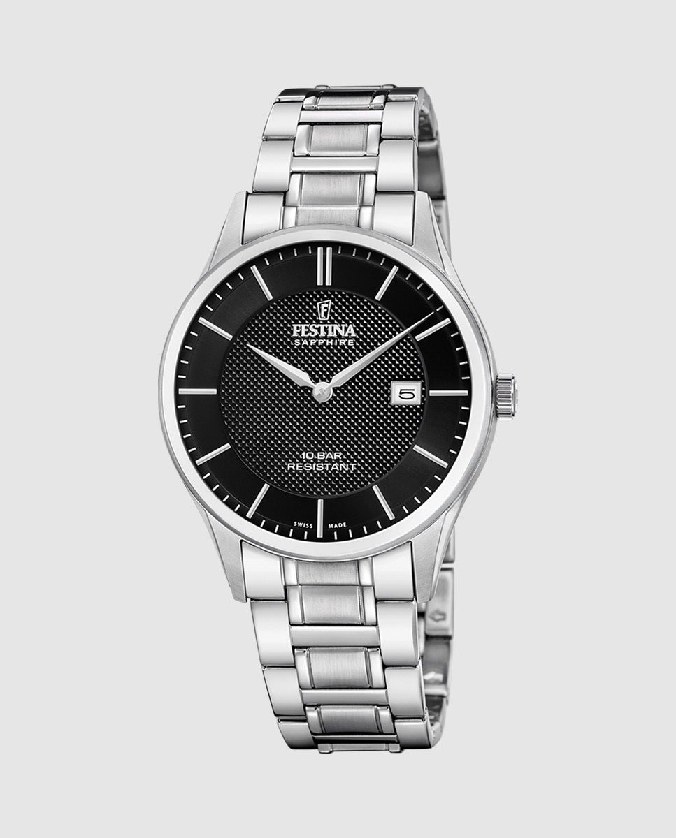 Relógio F20067/6 Swiss Made de Aço Clássico em Prateado Prata-1