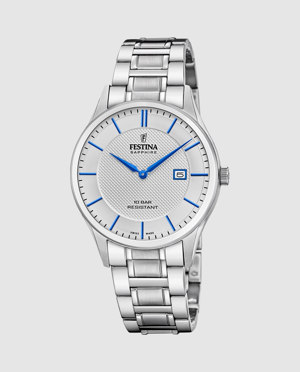 Relógio F20067/3 Swiss Made Aço Clássico de Aço Prateado Prata-1