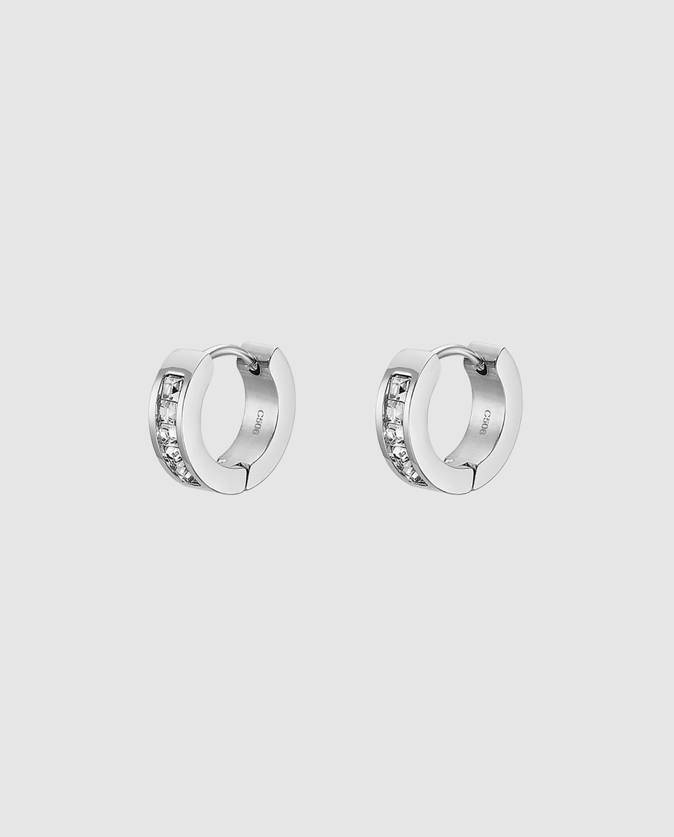 Brincos Lotus Style Ls2437-4/1 Men's Earrings de Aço Inoxidável 316l com Acabamento Brilhante e Zircónios Branco-1