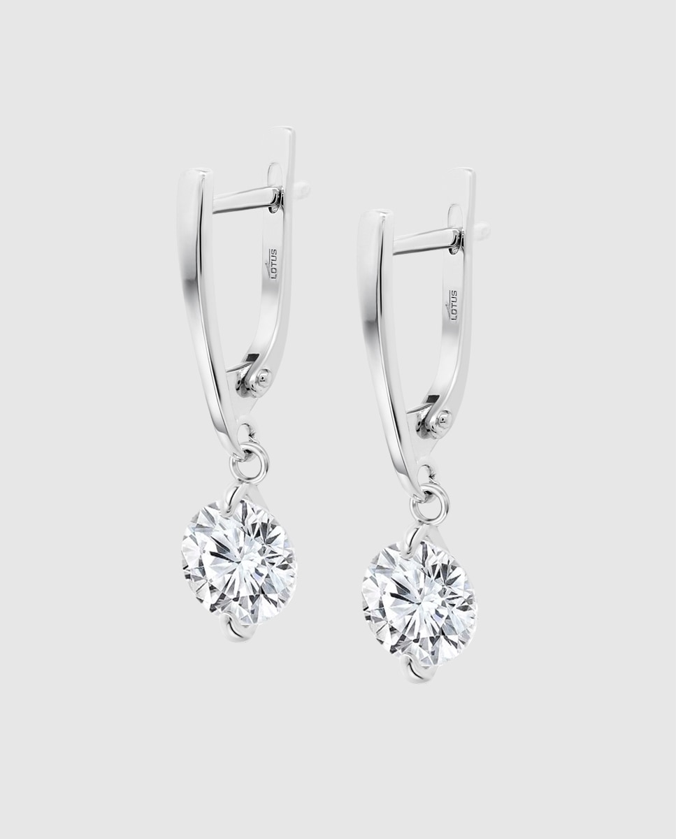 Brincos Lotus Silver Lp3807-4/1 Essentials de Prata com Acabamento Brilhante e Zircônias Branco-1