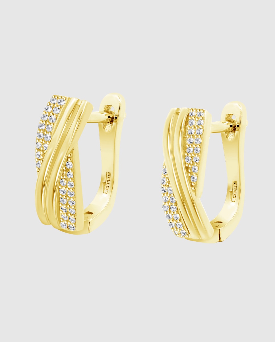 Brincos Lotus Silver Lp3810-4/2 Glam de Prata com Acabamento Brilhante Dourado-1