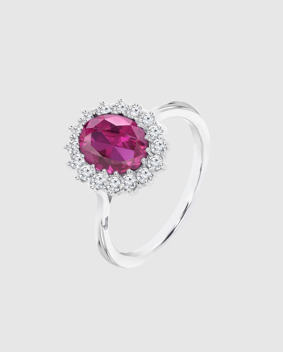 Anel Lotus Silver Lp3459-3 Colors de Prata com Acabamento Brilhante e Zircônias Prata / Vermelho-1