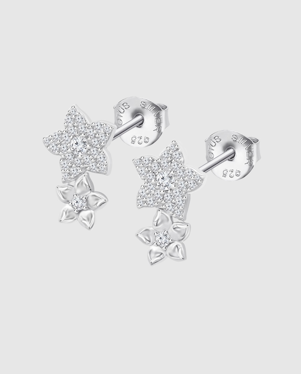 Brincos Lotus Silver Lp3836-4/1 Trendy de Prata com Acabamento Brilhante e Zircônias Branco-1