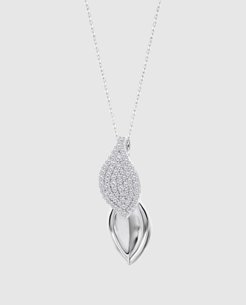 Colar Lotus Silver Lp3843-1/1 Glam de Prata com Acabamento Brilhante e Zirconita Prateado-1