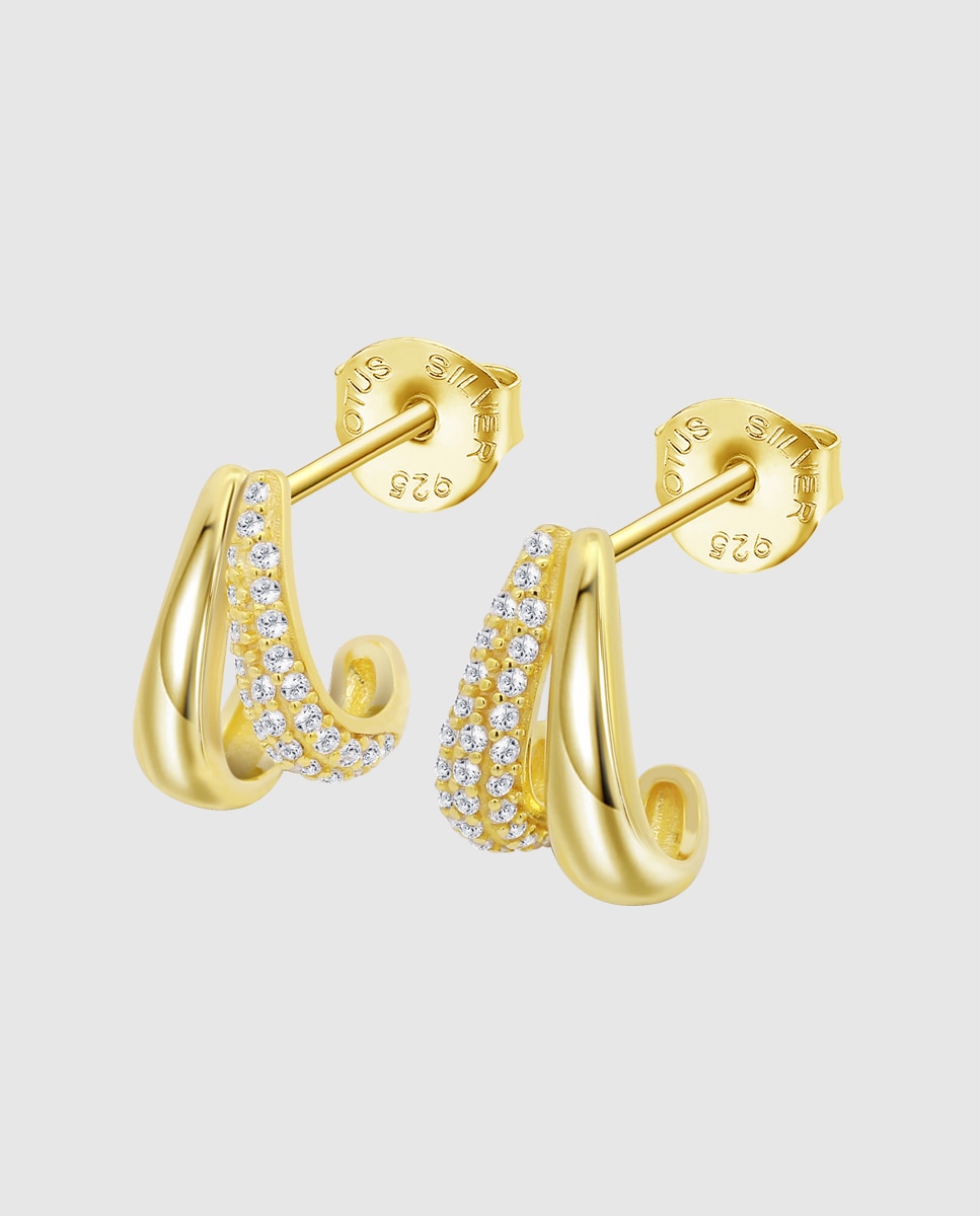 Brincos Lotus Silver Lp3846-4/2 Beyond Classics de Prata com Acabamento Brilhante e Zircónios Dourado-1