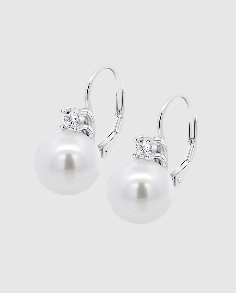 Brincos Lotus Silver Lp3847-4/1 Pearls de Prata com Acabamento Brilhante e Pérola Branco-1
