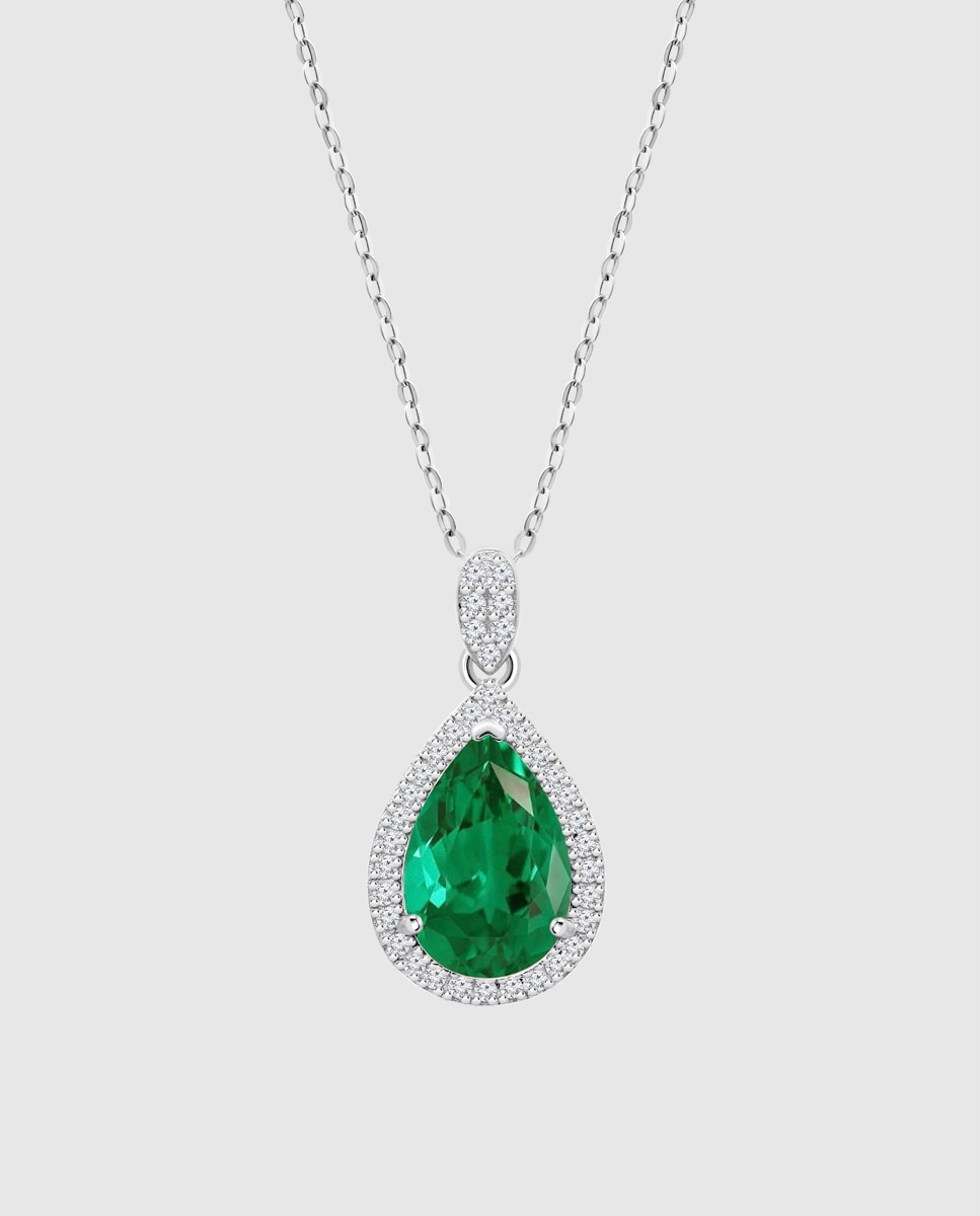 Colar Lotus Silver Lp3789-1/3 Colors de Prata com Acabamento Brilhante Verde-1
