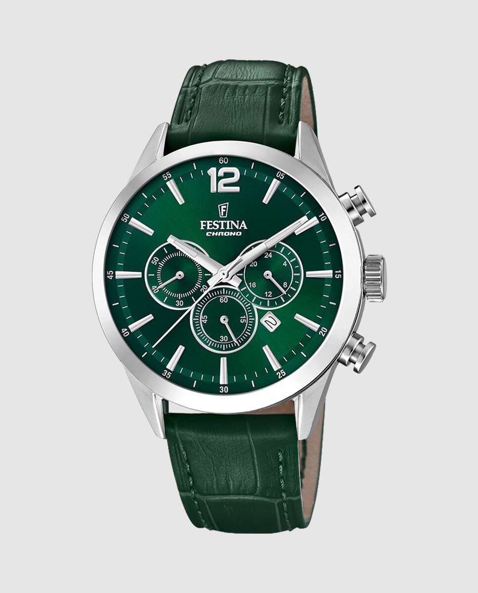 Relógio F20542/7 Timeless Chronograph de Pele em Verde Verde-1