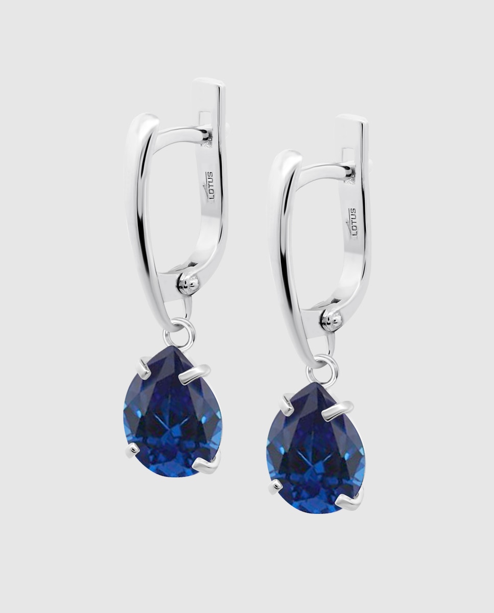 Brincos Lotus Silver Lp3809-4/3 Essentials de Prata com Acabamento Brilhante e Zircônias Azul-1
