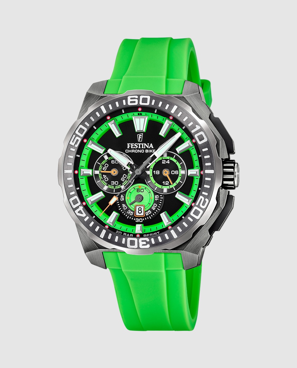 Relógio F20725/3 Chrono Bike de Borracha em Verde Verde-1