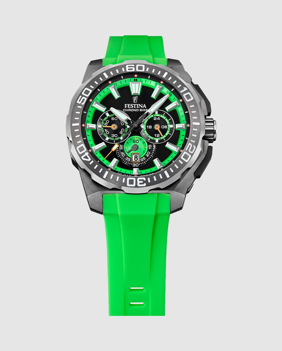 Relógio F20725/3 Chrono Bike de Borracha em Verde Verde-3