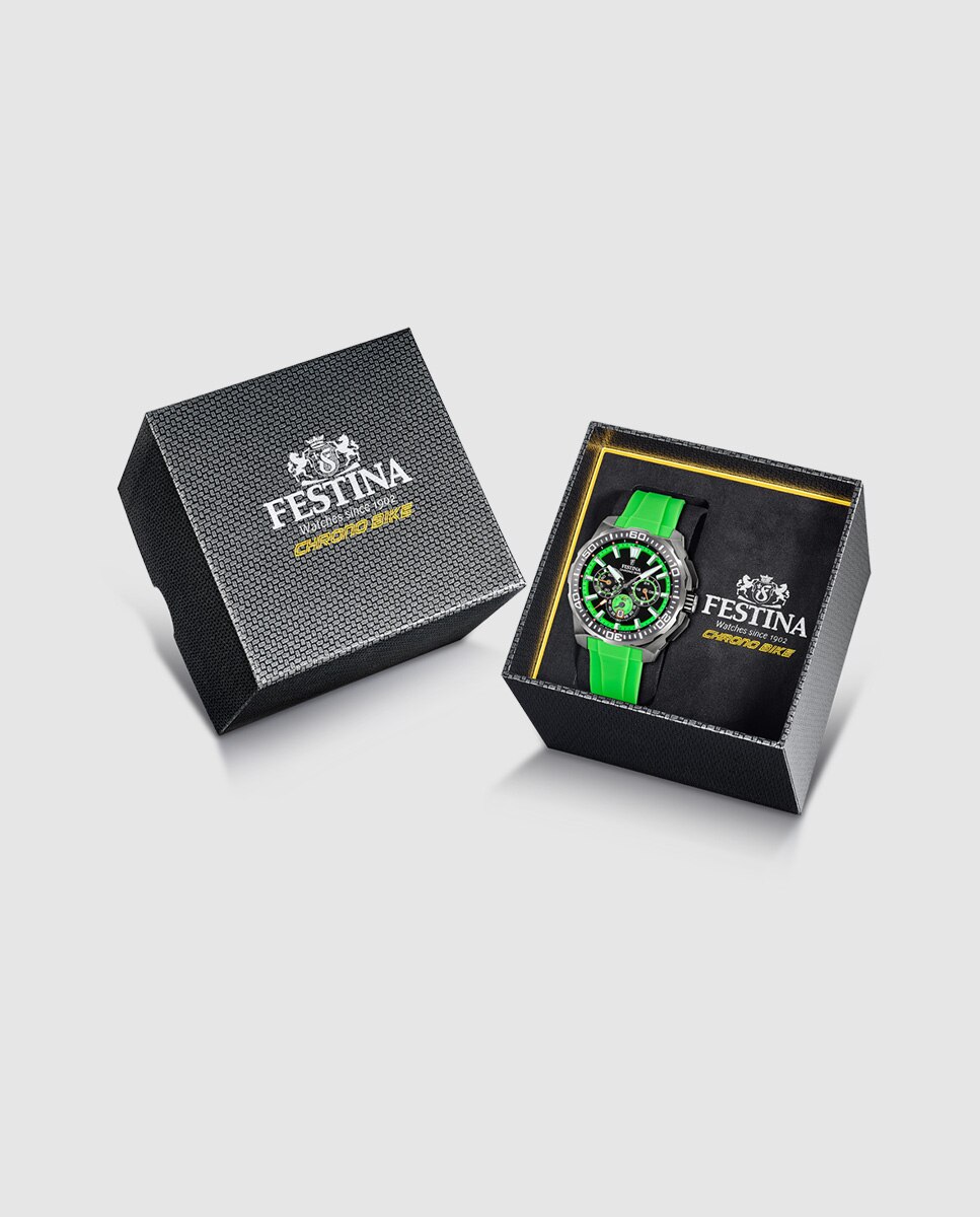 Relógio F20725/3 Chrono Bike de Borracha em Verde Verde-4