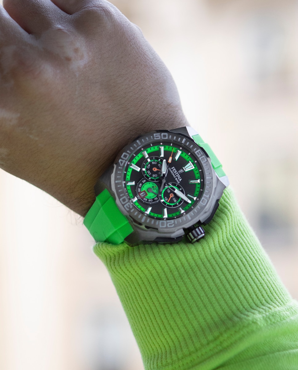 Relógio F20725/3 Chrono Bike de Borracha em Verde Verde-6