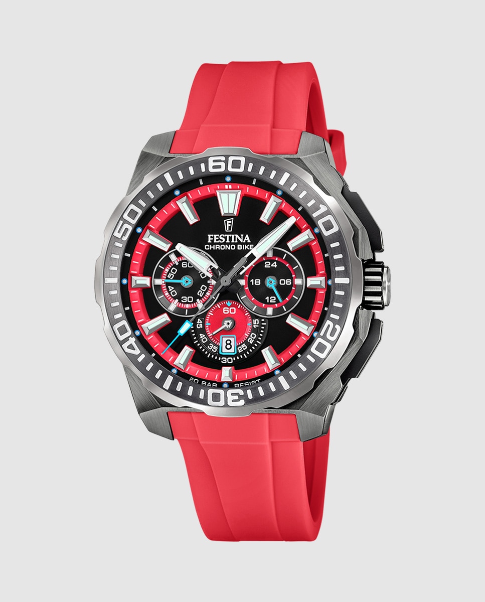 Relógio F20725/5 Chrono Bike de Borracha em Vermelho Vermelho-1