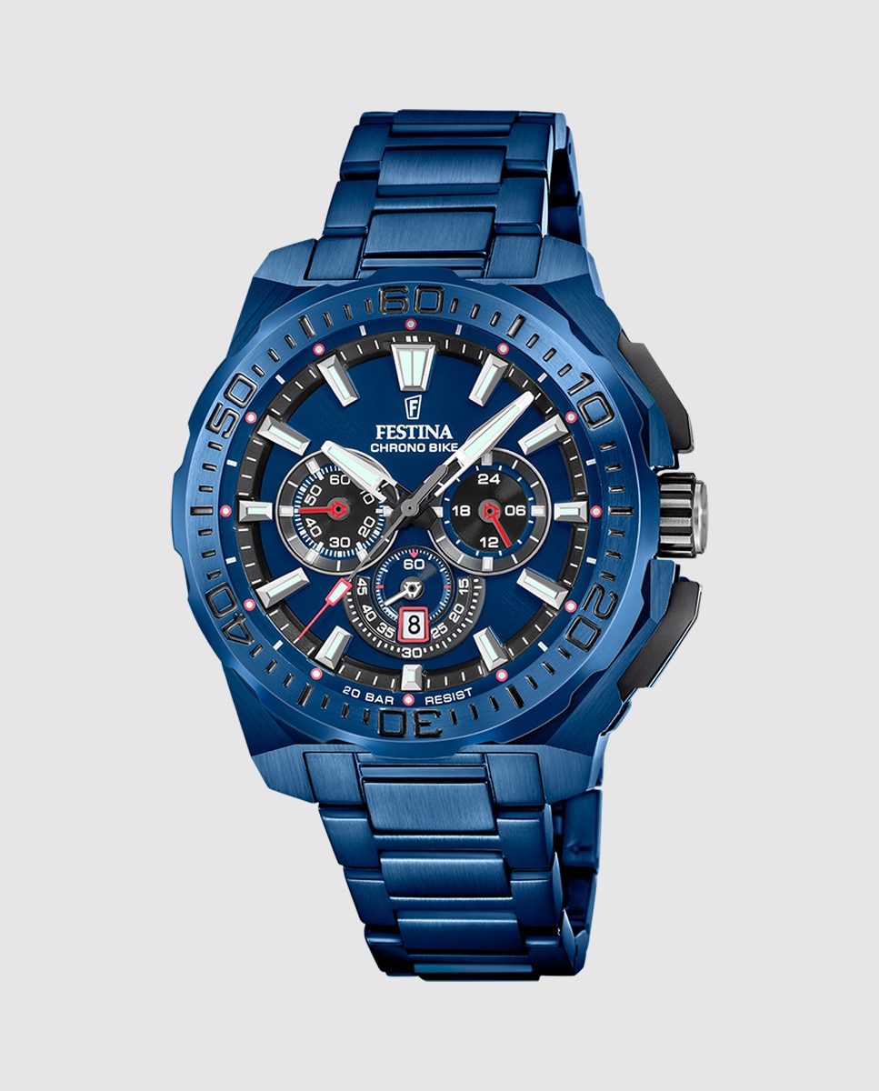 Relógio F20729/1 Chrono Bike de Aço em Azul Azul-1