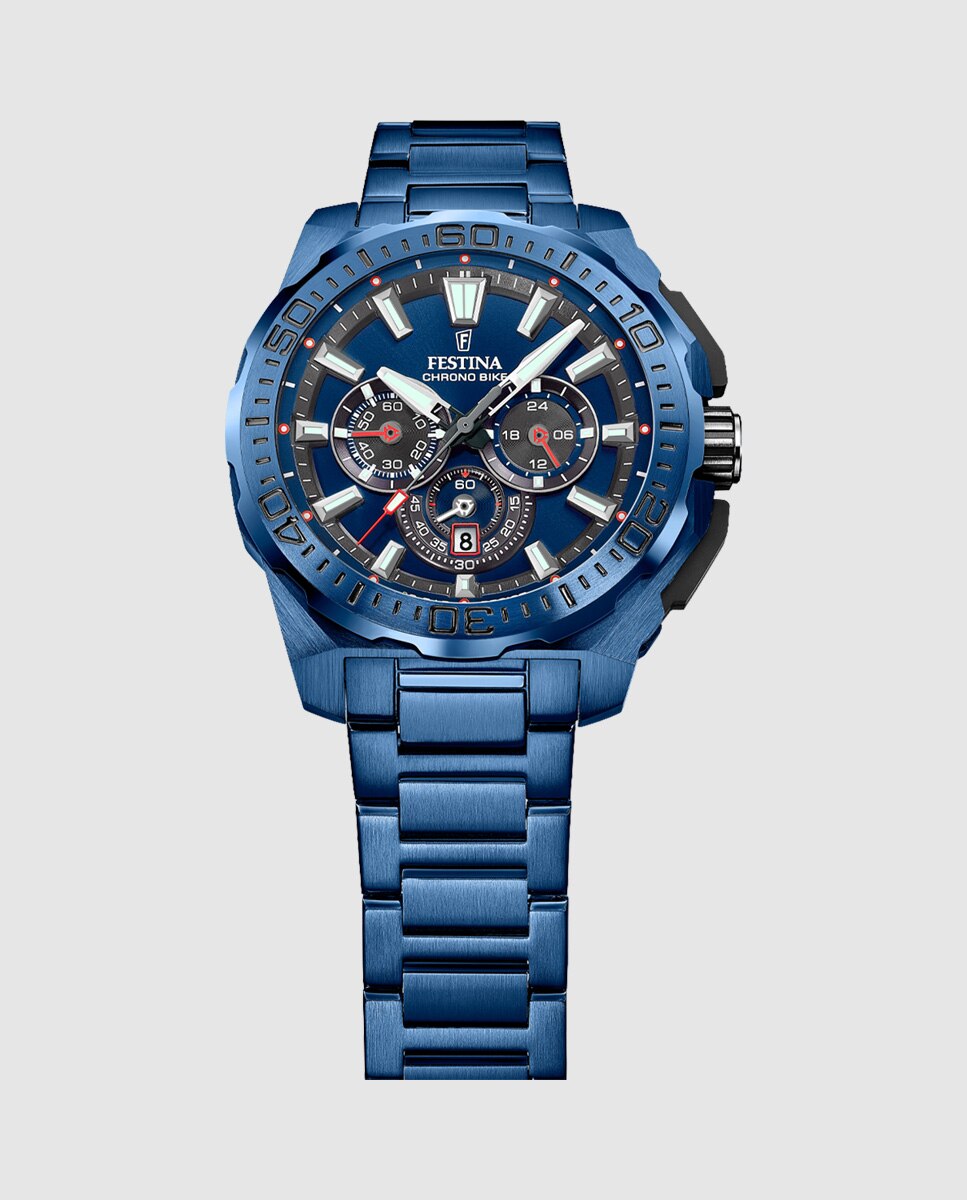 Relógio F20729/1 Chrono Bike de Aço em Azul Azul-3