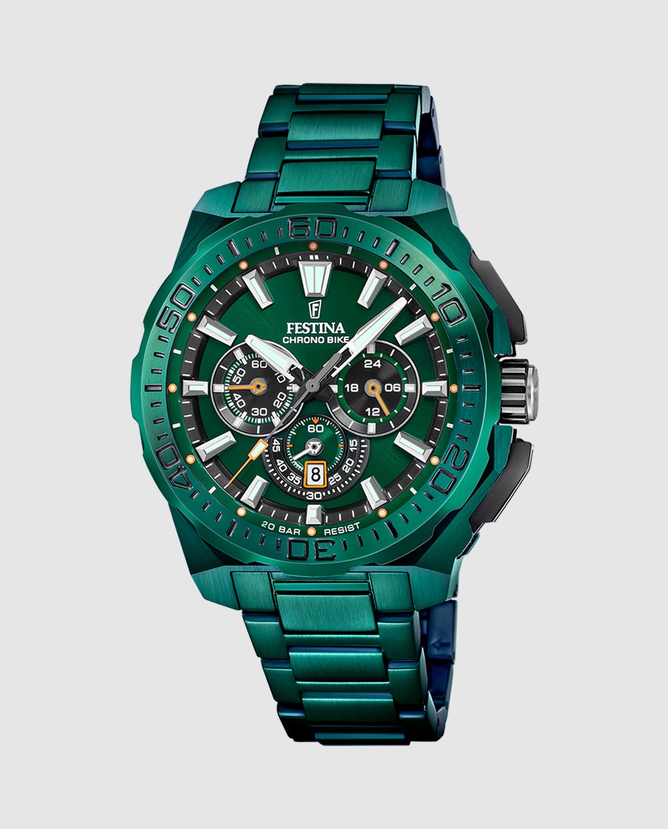 Relógio F20730/1 Chrono Bike de Aço em Verde Verde-1