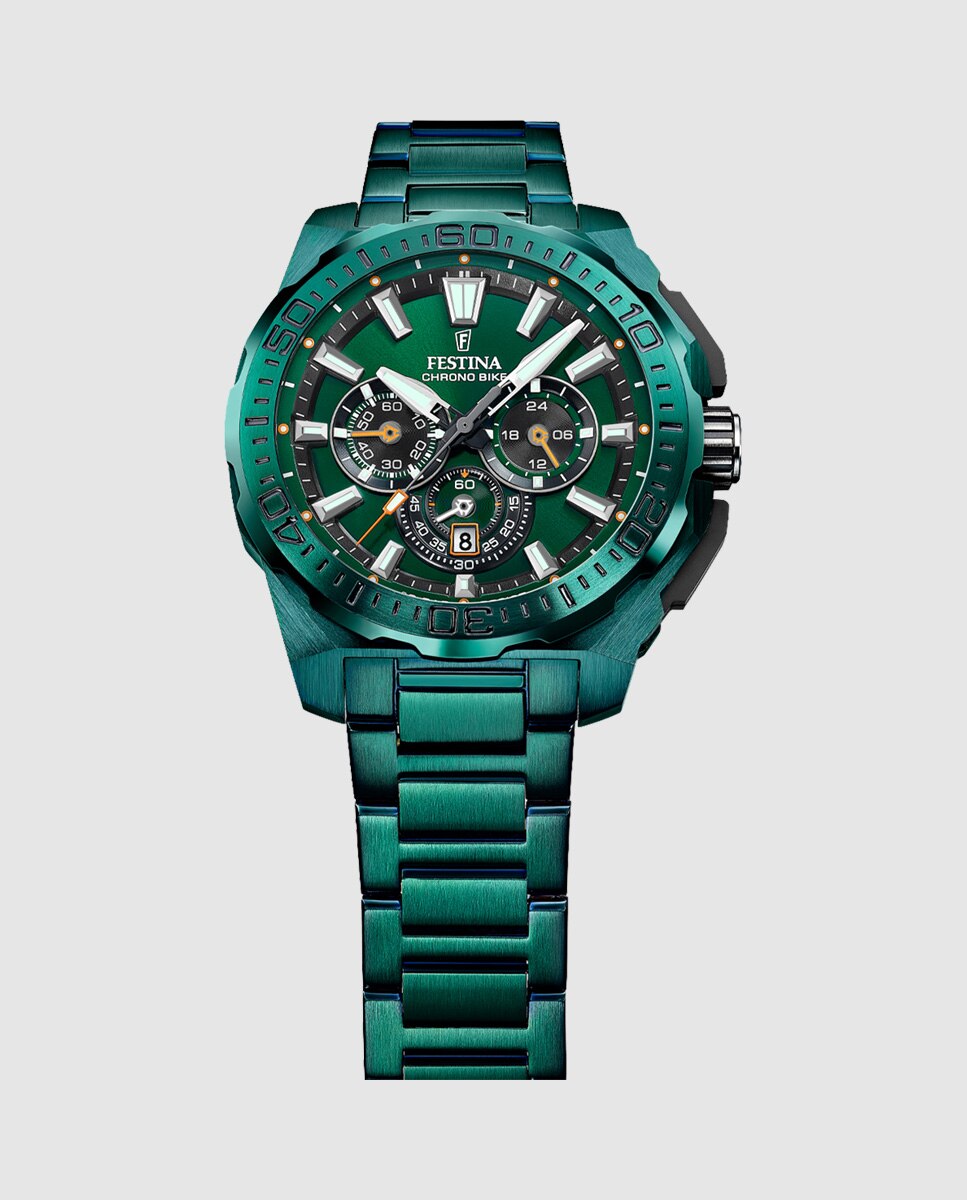Relógio F20730/1 Chrono Bike de Aço em Verde Verde-3