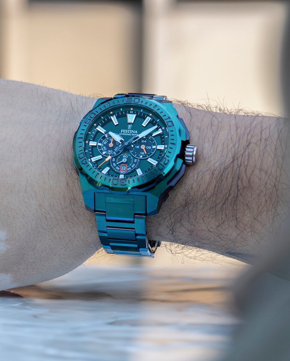 Relógio F20730/1 Chrono Bike de Aço em Verde Verde-7