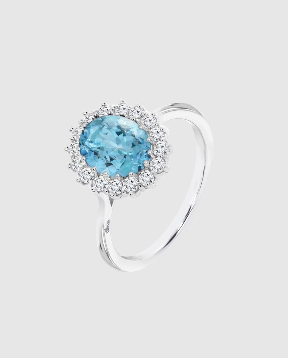 Anel Lotus Silver Lp3459-3 Pure Essential de Prata com Acabamento Brilhante e Zirconita e Motivo Geométrico Azul-1