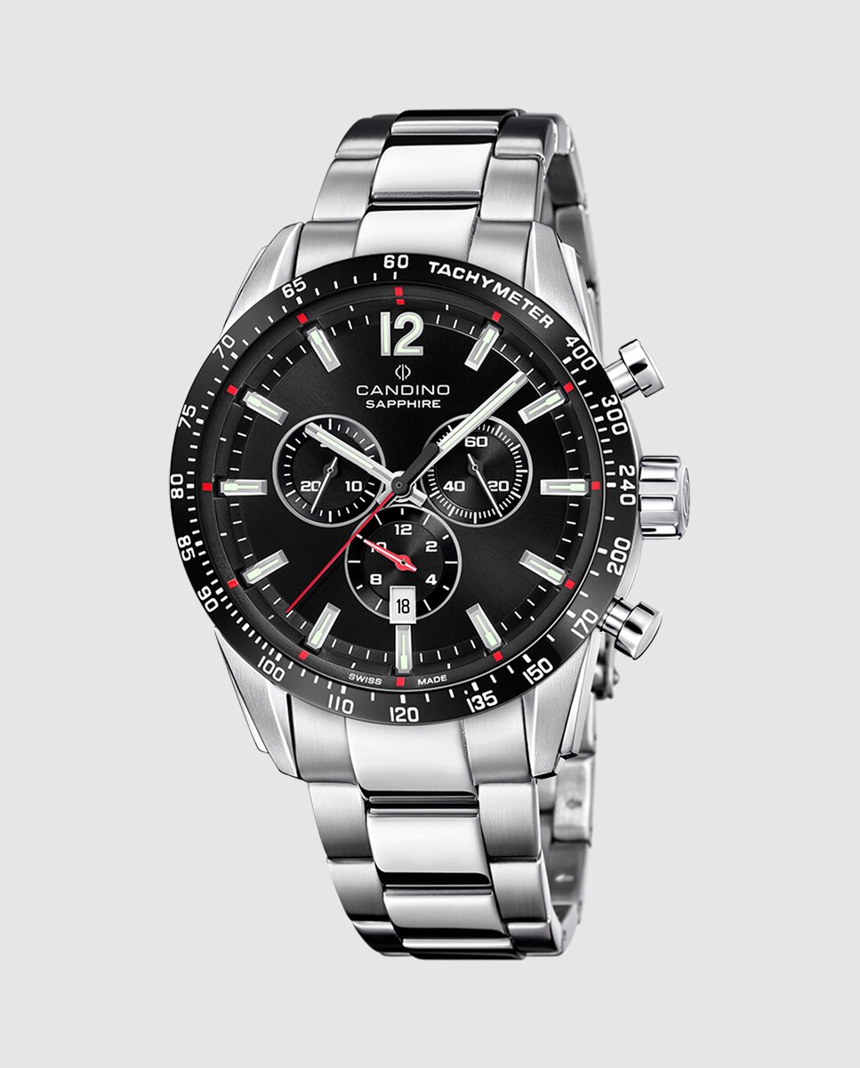 Relógio C4757/g Gents Chrono de Aço Prateado Prata-1