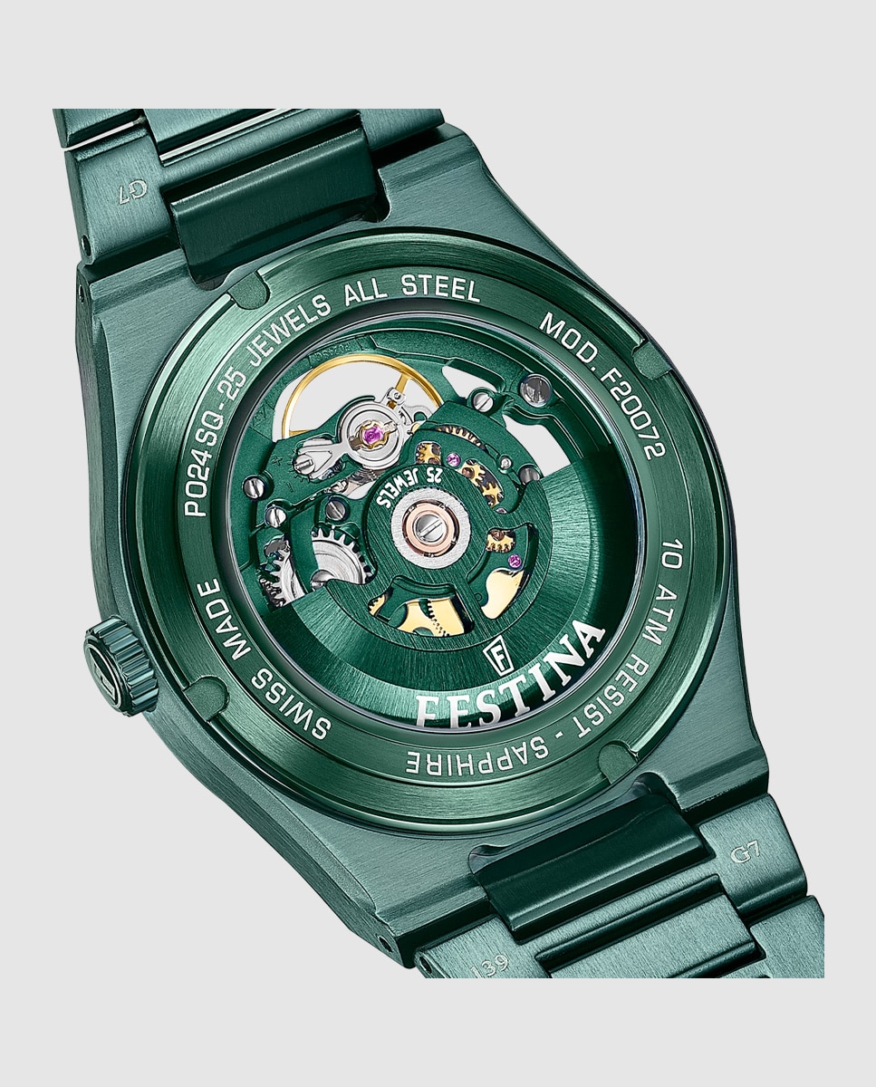 Relógio F20072/1 Swiss Made Automático de Aço em Verde Verde-4