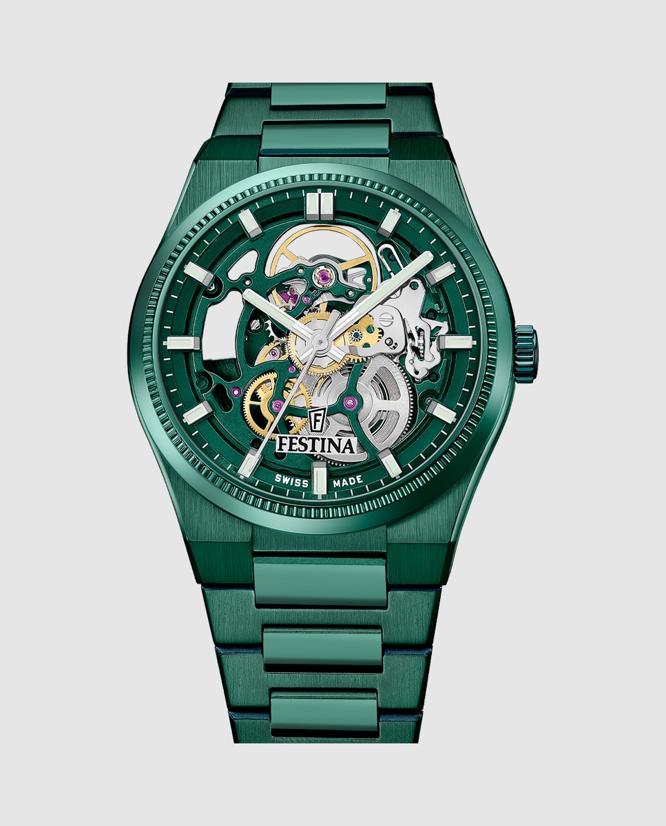 Relógio F20072/1 Swiss Made Automático de Aço em Verde Verde-5