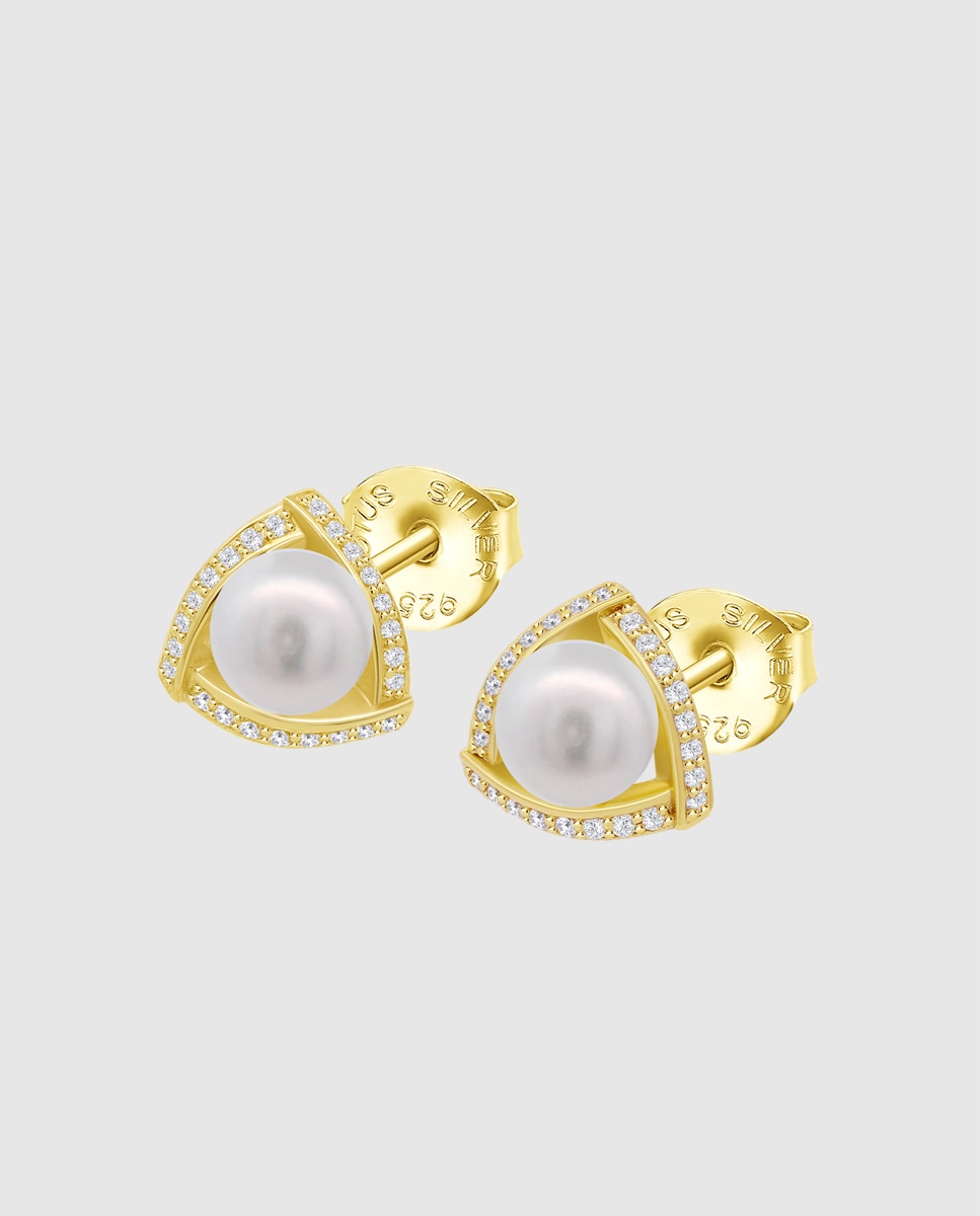 Brincos Lotus Silver Lp1928-4/3 Pearls de Prata com Acabamento Brilhante e Zircônias Branco / Níquel-1