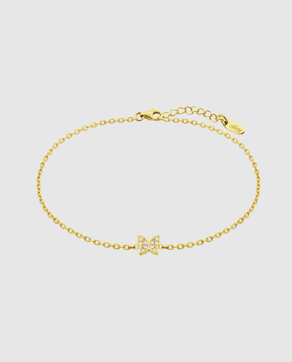 Pulseira Lotus Silver Lp3051-2/2 Mystic de Prata com Acabamento Brilhante e Zirconita e Motivo Borboleta Branco-1