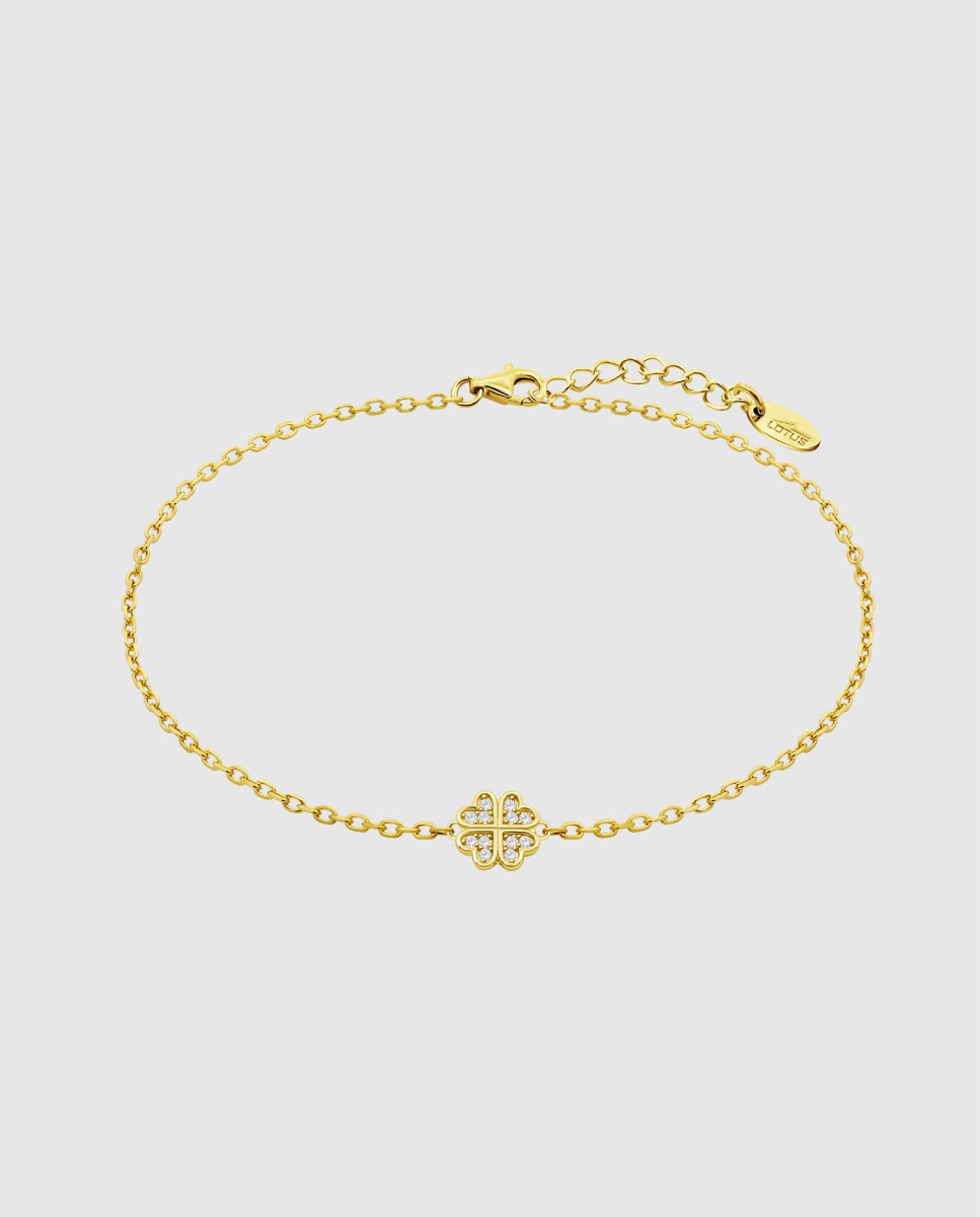 Pulseira Lotus Silver Lp3052-2/2 Mystic de Prata com Acabamento Brilhante e Zirconita e Motivo Trevo Branco-1