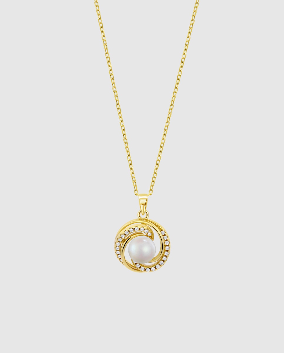 Colar Lotus Silver Lp3095-1/2 Pearls de Prata com Acabamento Brilhante e Zirconita Branco-1