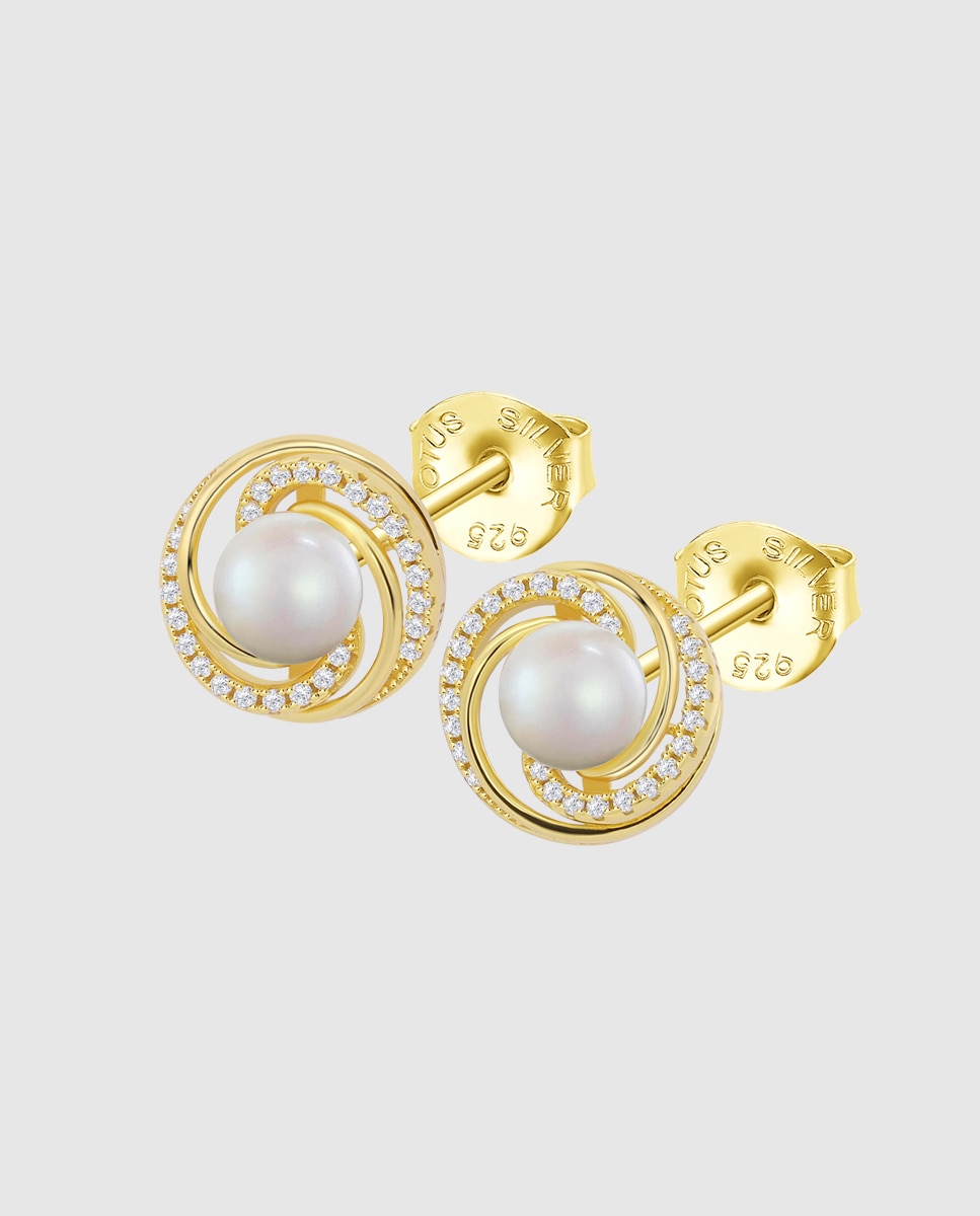 Brincos Lotus Silver Lp3095-4/2 Pearls de Prata com Acabamento Brilhante e Zircónias Branco/Amarelo-1