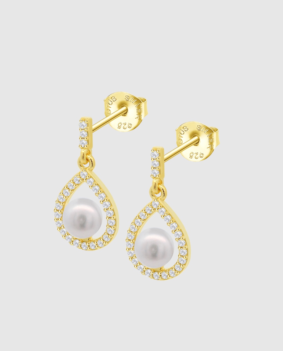 Brincos Lotus Silver Lp3198-4/2 Pearls de Prata com Acabamento Brilhante e Zircónios Branco-1