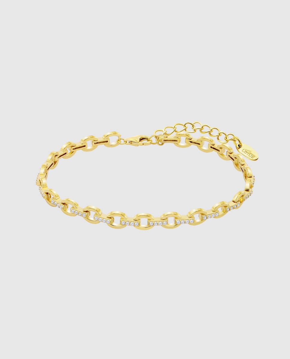 Pulseira Lotus Silver Lp3306-2/2 Glam de Prata com Acabamento Brilhante e Zirconita e Motivo Corrente Ouro / Prata-1