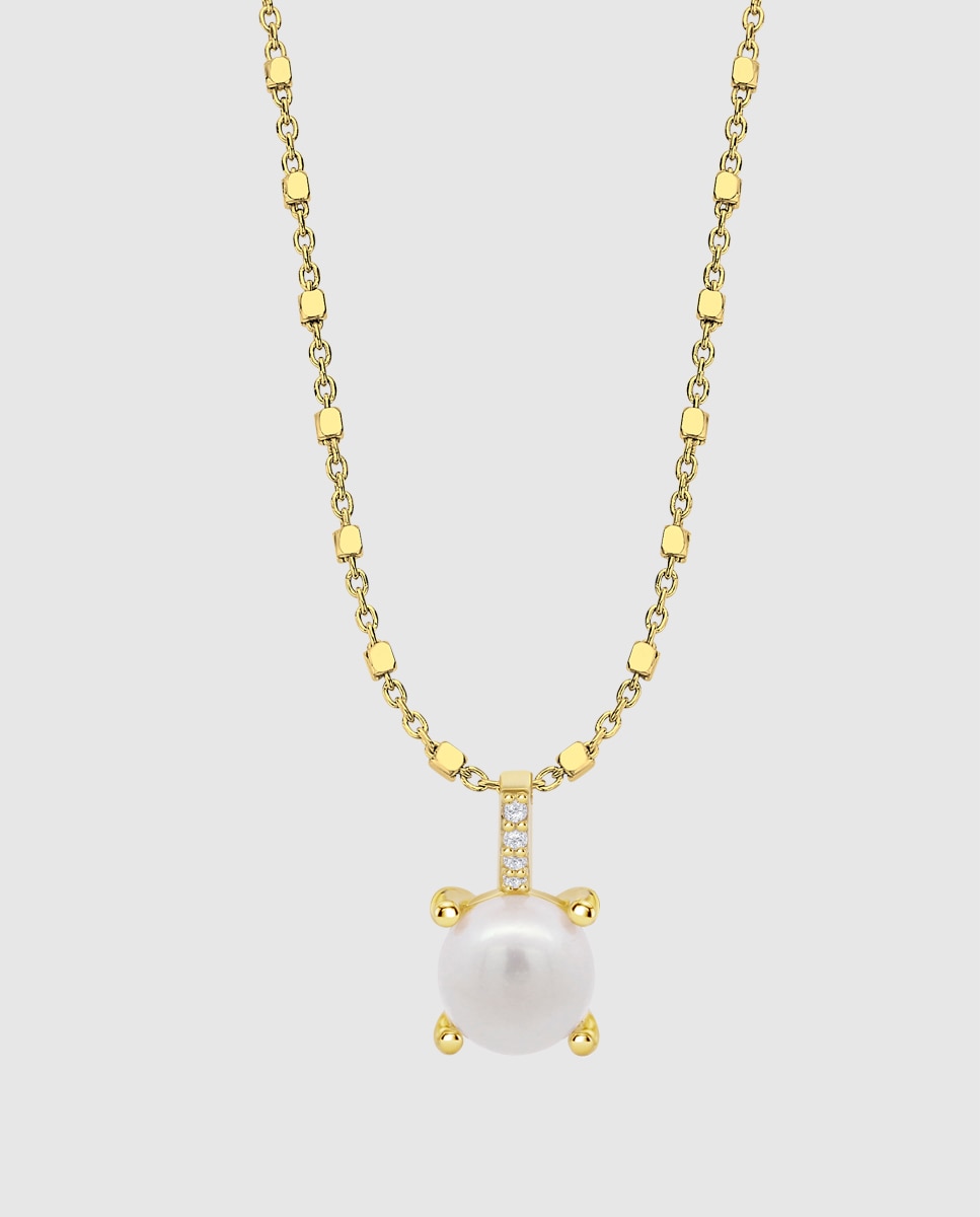 Colar Lotus Silver Lp3409-1/2 Pearls de Prata com Acabamento Brilhante Branco-1