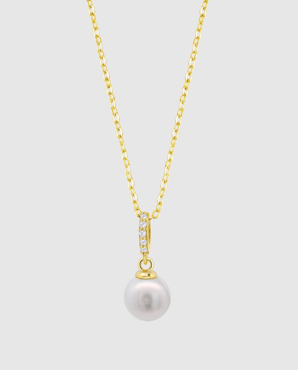Colar Lotus Silver Lp3478-1/2 Pearls de Prata com Acabamento Brilhante e Zirconita Branco-1