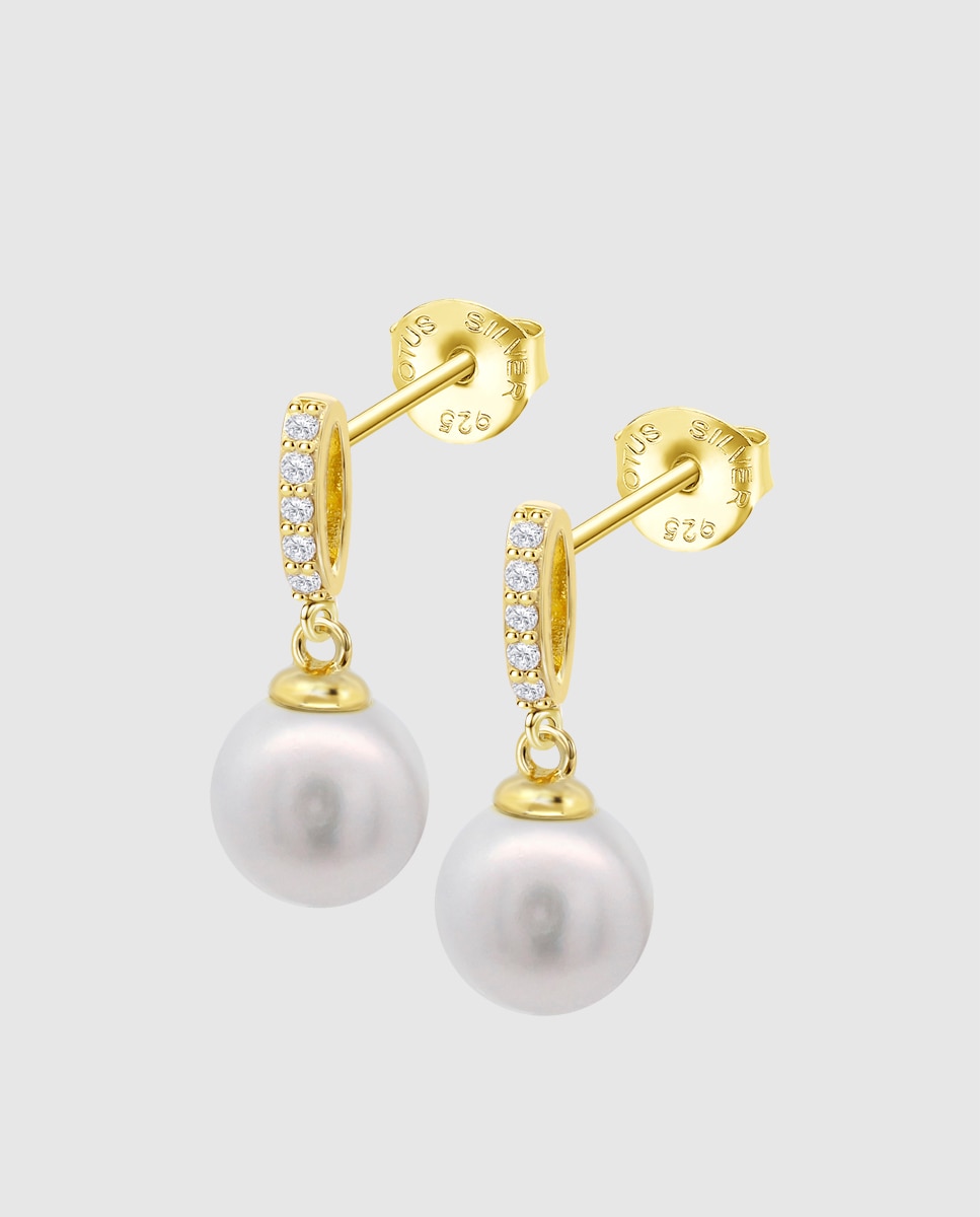 Brincos Lotus Silver Lp3478-4/2 Pearls de Prata com Acabamento Brilhante e Zircónias Branco-1