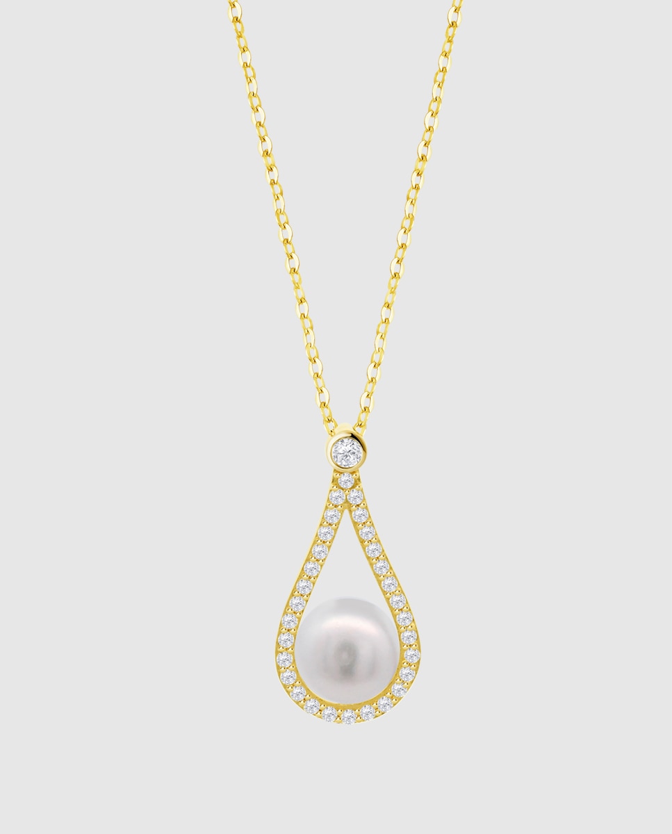 Colar Lotus Silver Lp3481-1/2 Pearls de Prata com Acabamento Brilhante e Zirconita Branco-1