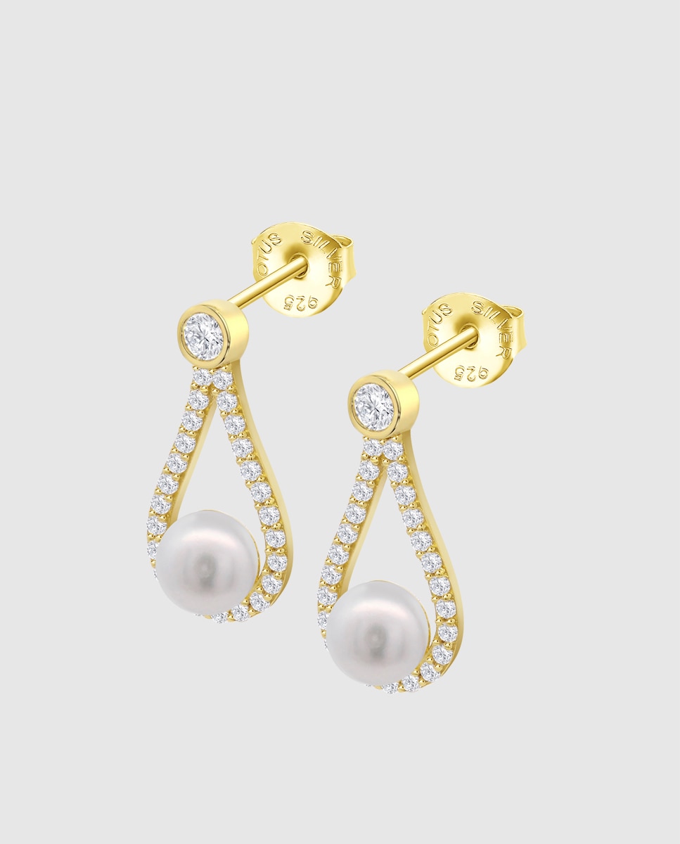 Brincos Lotus Silver Lp3481-4/2 Pearls de Prata com Acabamento Brilhante e Zircónias Branco-1