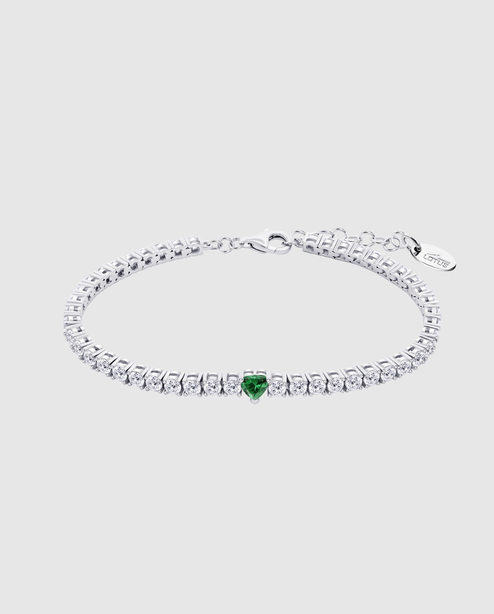 Imagem 0 de Pulseira Lotus Silver Lp3762-2/4 Glam de Prata com Acabamento Brilhante com Zirconita e Motivo Coração