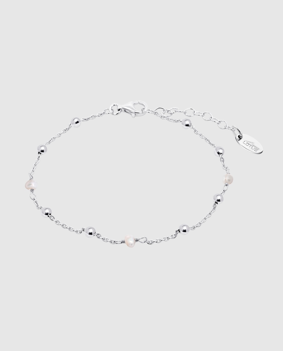 Pulseira Lotus Silver Lp3860-2/1 Pearls de Prata com Acabamento Brilhante e Pérola Cultivada Branco / Prata / Rosa-1
