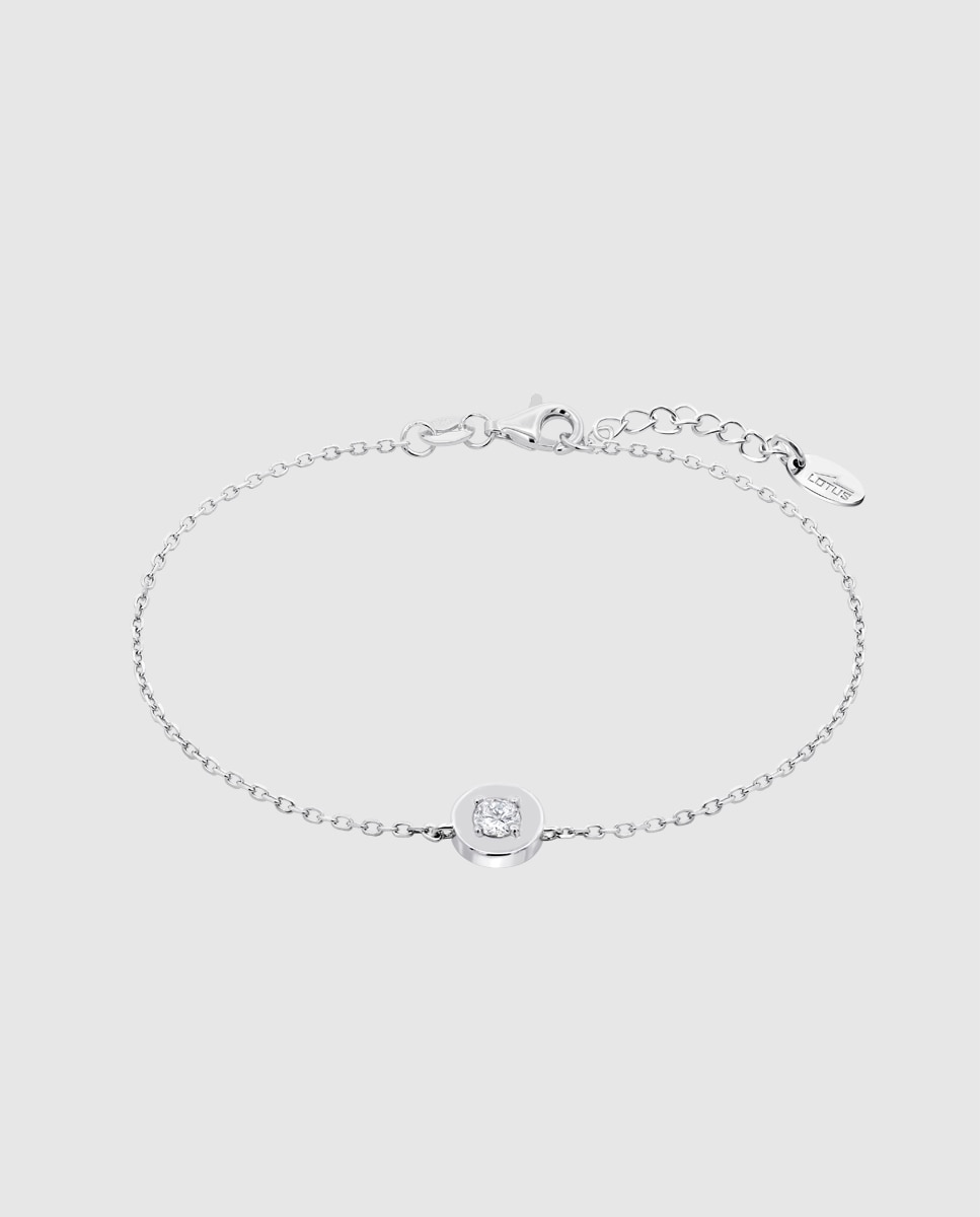 Pulseira Lotus Silver Lp3850-2/1 Essentials de Prata com Acabamento Brilhante e Zirconita com Motivo Geométrico Branco-1