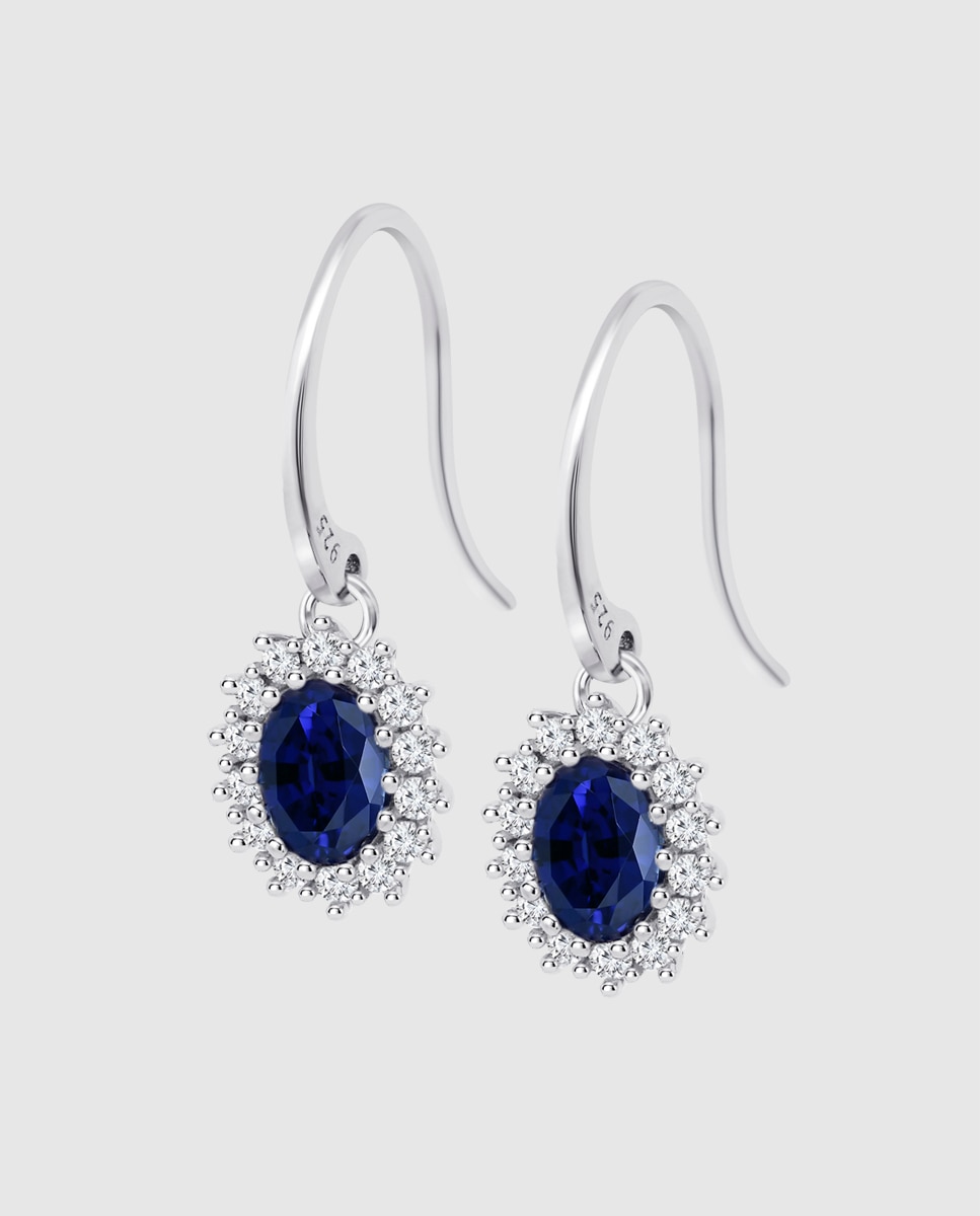 Brincos Lotus Silver Lp3459-4/9 Colors de Prata com Acabamento Brilhante e Zircônias Azul-1