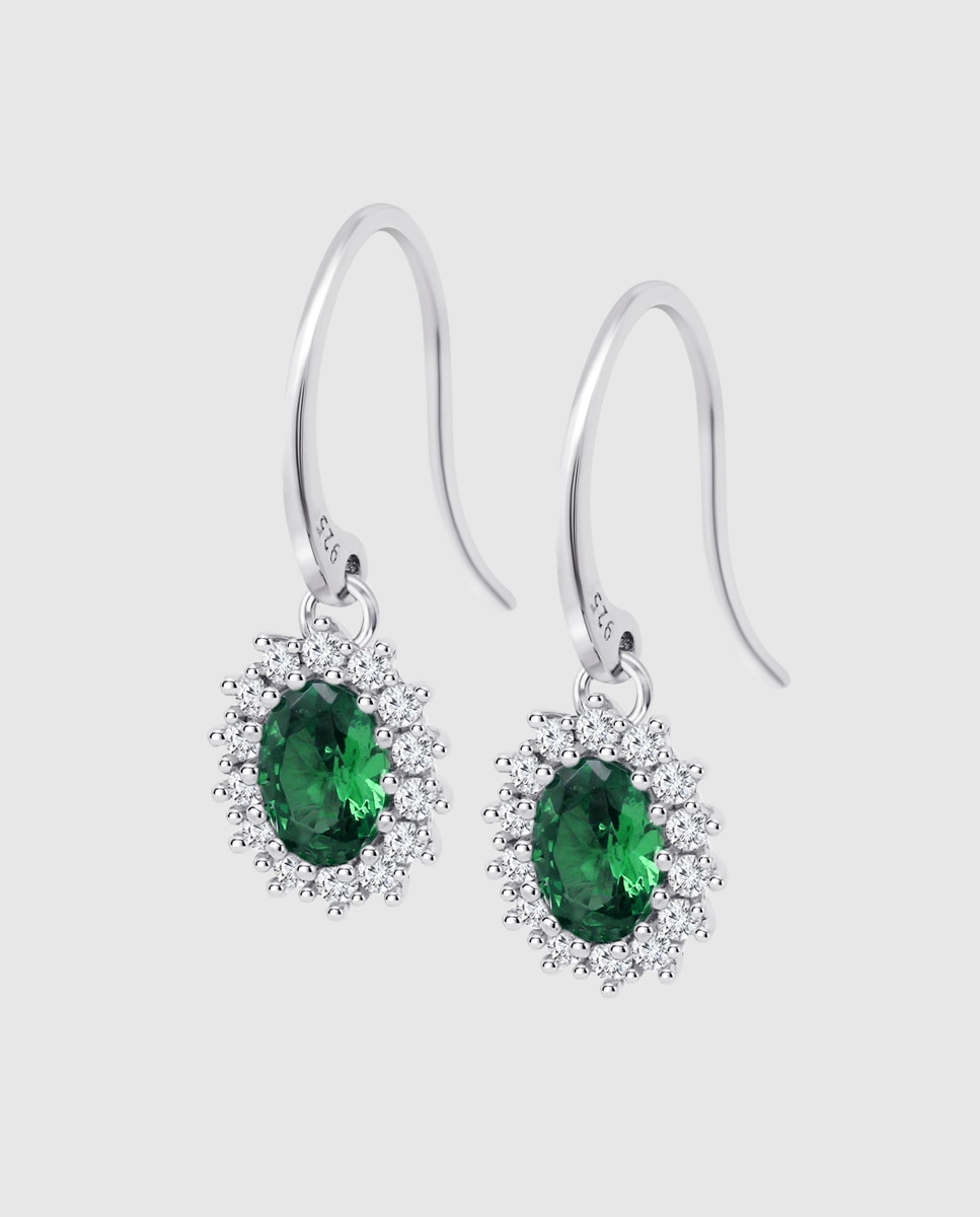 Brincos Lotus Silver Lp3459-4/11 Colors de Prata com Acabamento Brilhante e Zircônias Verde-1