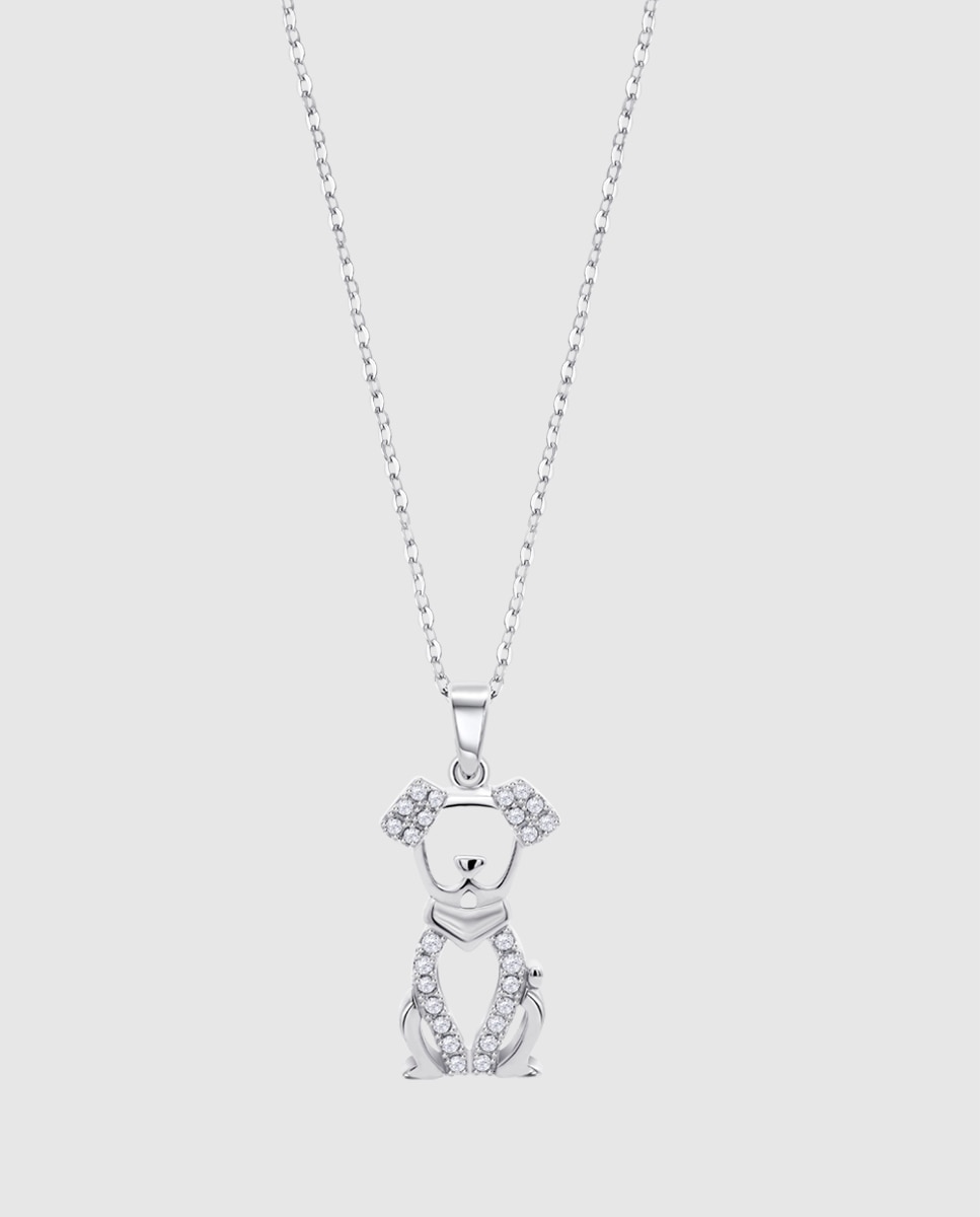 Colar Lotus Silver Lp3874-1/1 Mystic de Prata com Acabamento Brilhante e Zirconita e Motivo Animais Branco-1