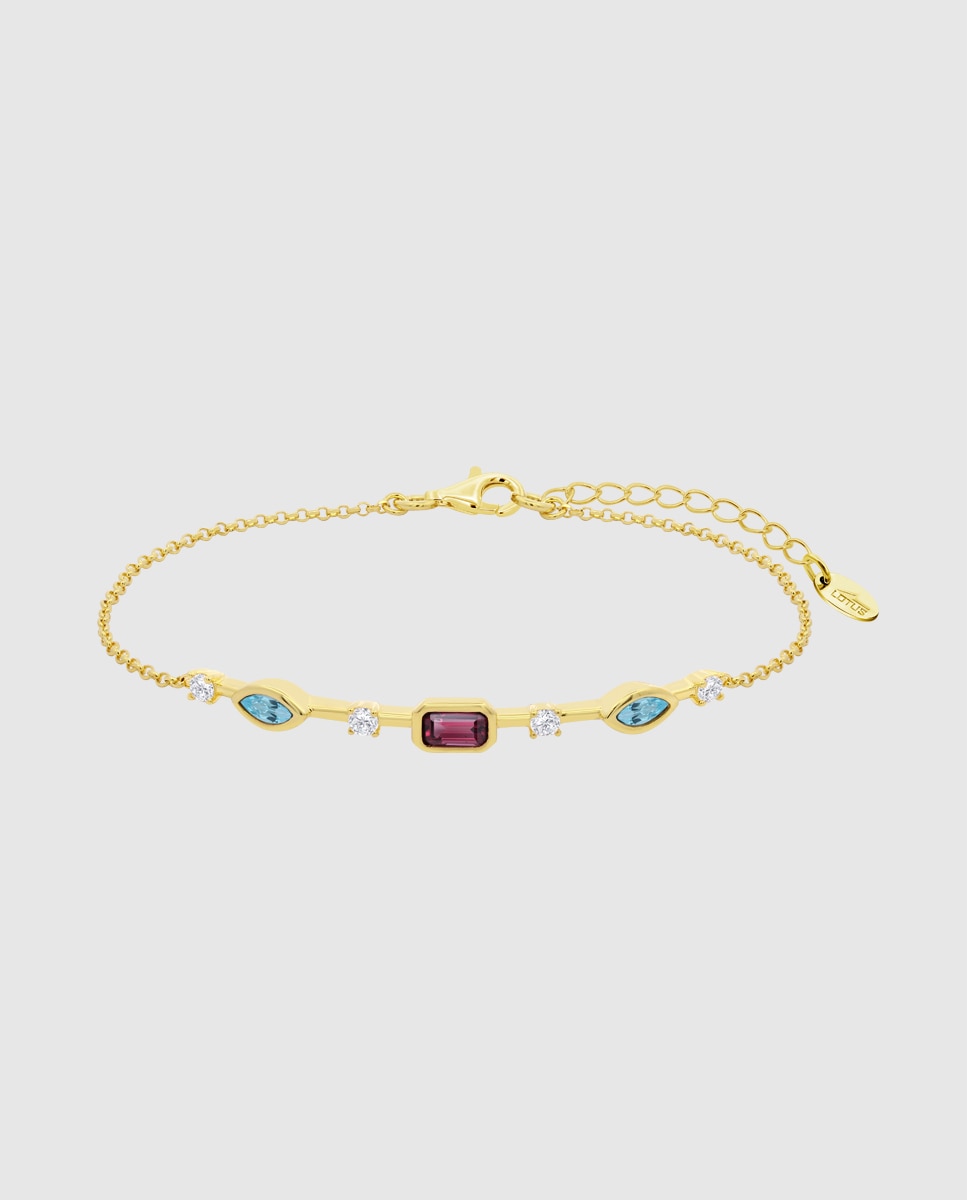 Pulseira Lotus Silver Lp3882-2/2 Colors de Prata com Acabamento Brilhante e Zirconita Roxo-1