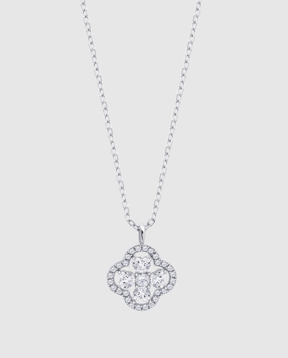 Colar Lotus Silver Lp3895-1/1 Beyond Classics de Prata com Acabamento Brilhante e Zirconita Branco-1
