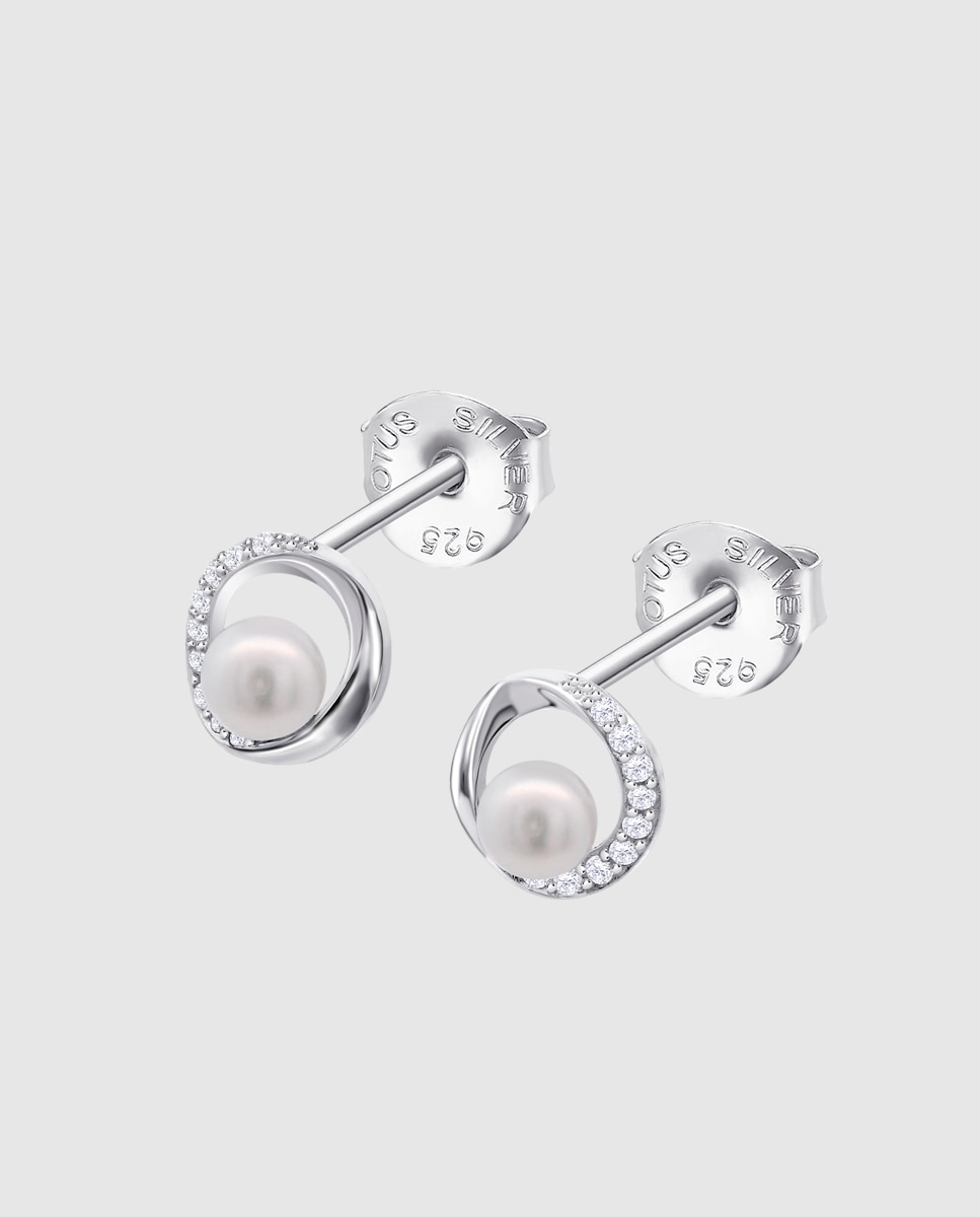 Brincos Lotus Silver Lp3898-4/1 Pearls de Prata com Acabamento Brilhante e Zirconita Branco-1